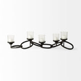 Quito Black Metal Chain-Link Five Candle Table Candle Holder by Mercana at Eve Furniture