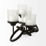 Quito Black Metal Chain-Link Five Candle Table Candle Holder by Mercana at Eve Furniture