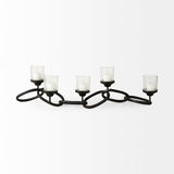 Quito Black Metal Chain-Link Five Candle Table Candle Holder by Mercana at Eve Furniture