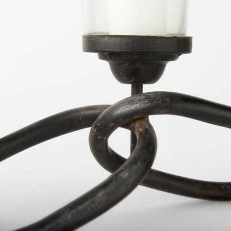 Quito Black Metal Chain-Link Five Candle Table Candle Holder by Mercana at Eve Furniture
