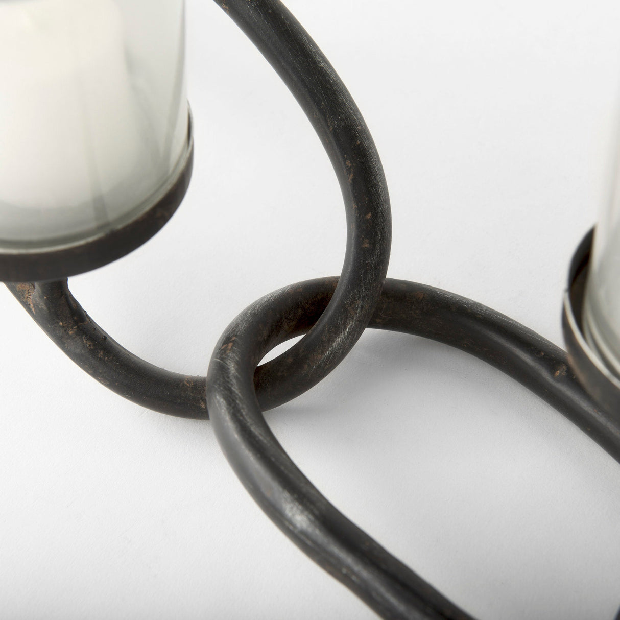 Quito Black Metal Chain-Link Five Candle Table Candle Holder by Mercana at Eve Furniture