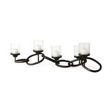 Quito Black Metal Chain-Link Five Candle Table Candle Holder by Mercana at Eve Furniture