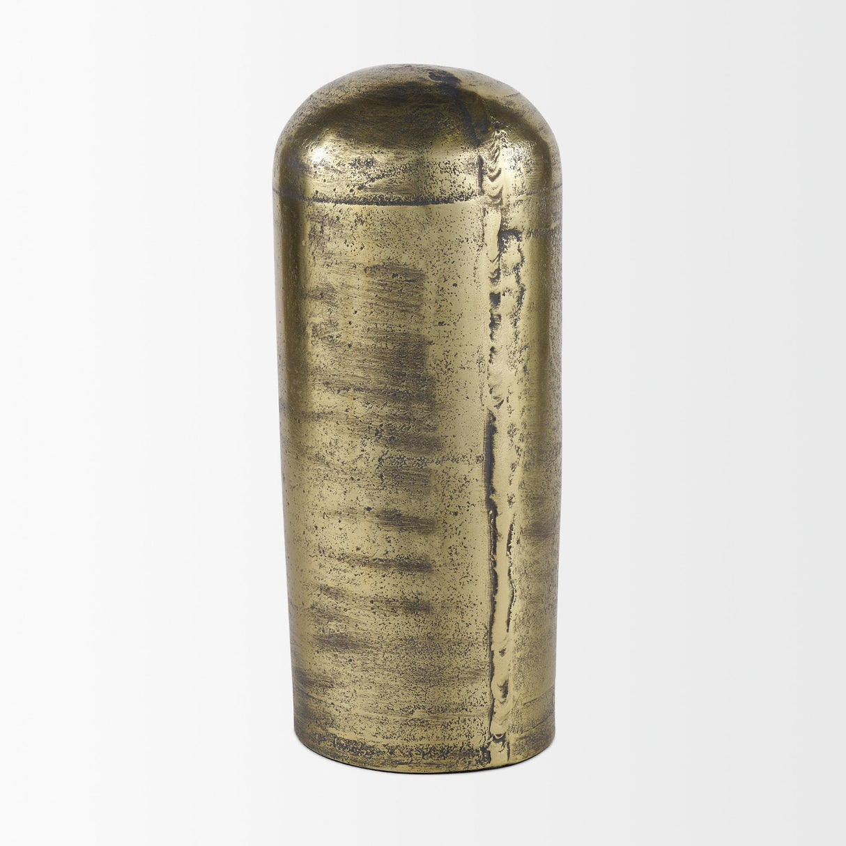 Quonset Extra Tall Brass Finished Aluminum Metal Pillar Object by Mercana at Eve Furniture