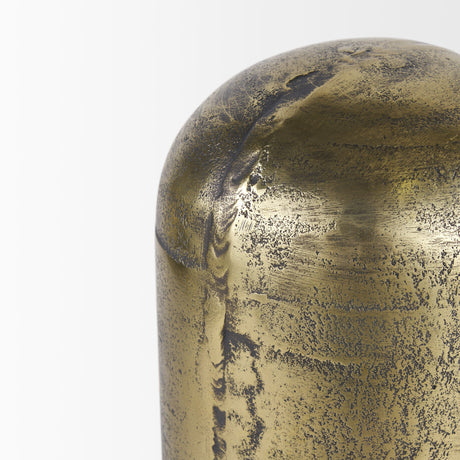 Quonset Extra Tall Brass Finished Aluminum Metal Pillar Object by Mercana at Eve Furniture