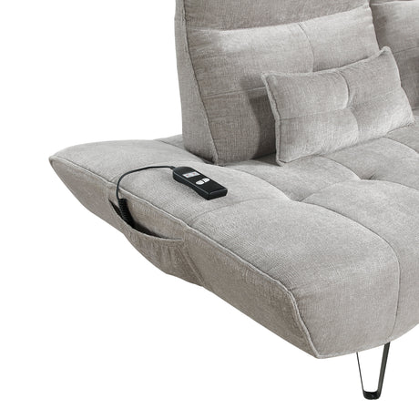 Quonsett Light Gray Sofa with Power Adjustable Seat by Homelegance at Eve Furniture