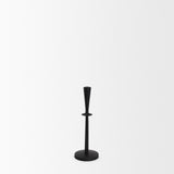 Qwin Matte Black Cast Aluminum Medium Candle Holder by Mercana at Eve Furniture