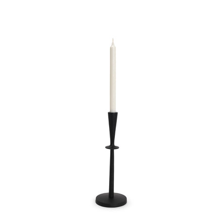 Qwin Matte Black Cast Aluminum Medium Candle Holder by Mercana at Eve Furniture