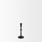 Qwin Matte Black Cast Aluminum Short Candle Holder by Mercana at Eve Furniture