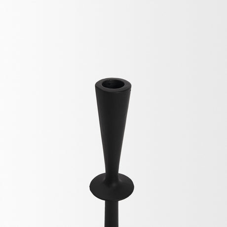Qwin Matte Black Cast Aluminum Short Candle Holder by Mercana at Eve Furniture