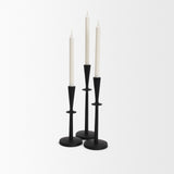 Qwin Matte Black Cast Aluminum Short Candle Holder by Mercana at Eve Furniture