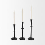 Qwin Matte Black Cast Aluminum Short Candle Holder by Mercana at Eve Furniture