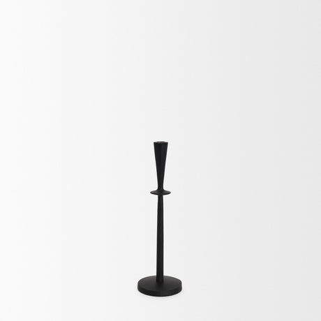 Qwin Matte Black Cast Aluminum Tall Candle Holder by Mercana at Eve Furniture