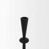 Qwin Matte Black Cast Aluminum Tall Candle Holder by Mercana at Eve Furniture