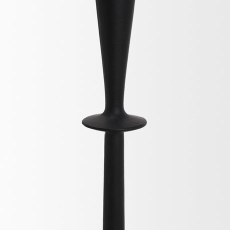 Qwin Matte Black Cast Aluminum Tall Candle Holder by Mercana at Eve Furniture