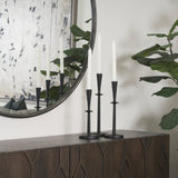 Qwin Matte Black Cast Aluminum Tall Candle Holder by Mercana at Eve Furniture