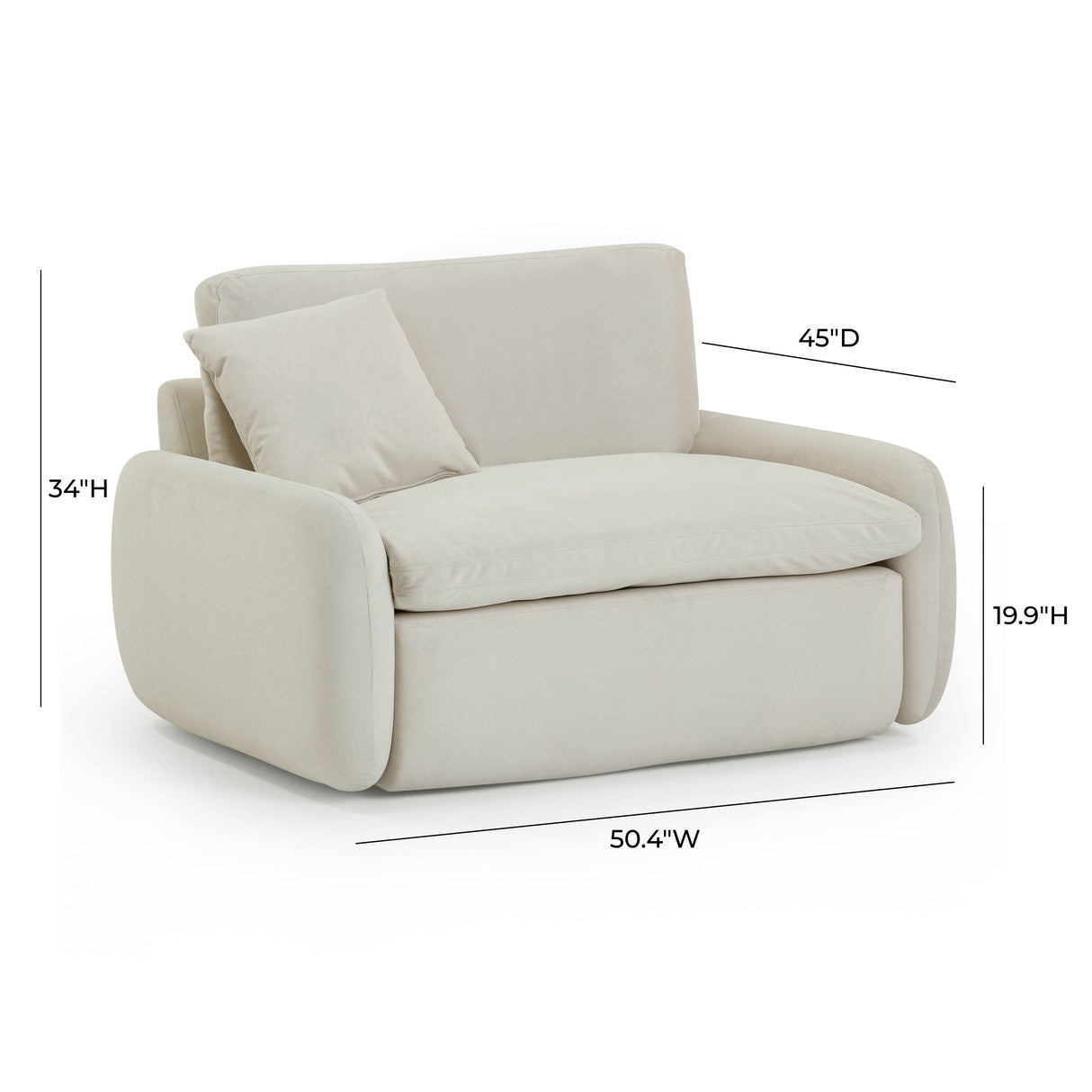 Rachelle Cream Velvet Lounge Chair by TOV Furniture at Eve Furniture