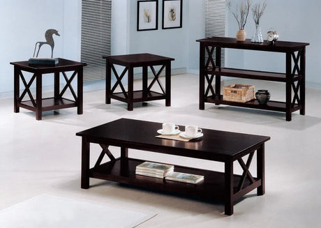 Rachelle Merlot Sofa Table with 2-Shelf Deep by Coaster at Eve Furniture