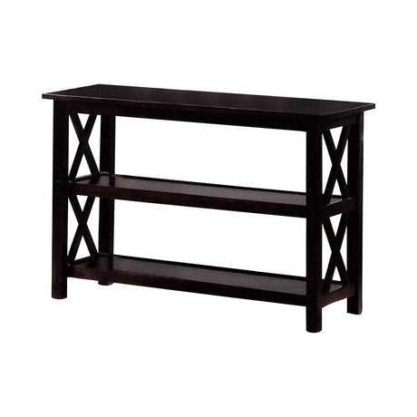 Rachelle Merlot Sofa Table with 2-Shelf Deep by Coaster at Eve Furniture
