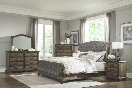 Rachelle Weathered Pecan King Bed by Homelegance at Eve Furniture