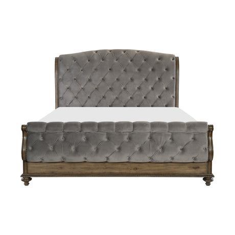 Rachelle Weathered Pecan King Bed by Homelegance at Eve Furniture