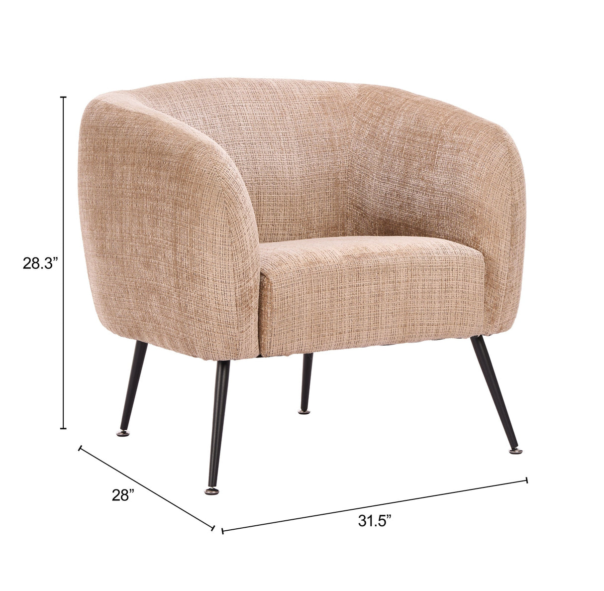 Racine Linen Beige Accent Chair by Zuomod at Eve Furniture