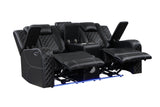 Radiant Black 2-Piece Power Double Reclining Set by Homelegance at Eve Furniture