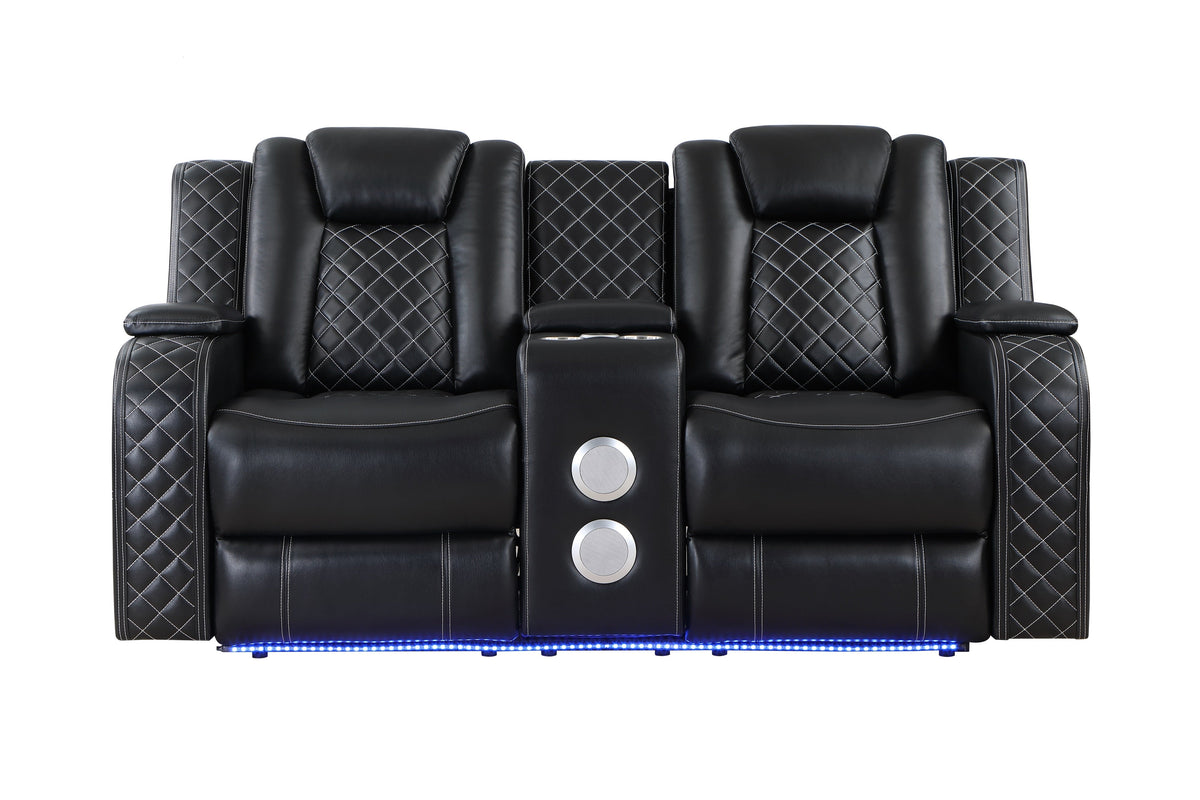 Radiant Black 2-Piece Power Double Reclining Set by Homelegance at Eve Furniture