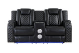 Radiant Black 2-Piece Power Double Reclining Set by Homelegance at Eve Furniture