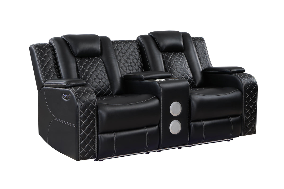 Radiant Black 2-Piece Power Double Reclining Set by Homelegance at Eve Furniture