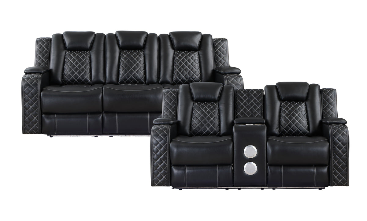 Radiant Black 2-Piece Power Double Reclining Set by Homelegance at Eve Furniture