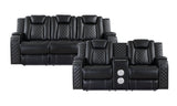 Radiant Black 2-Piece Power Double Reclining Set by Homelegance at Eve Furniture