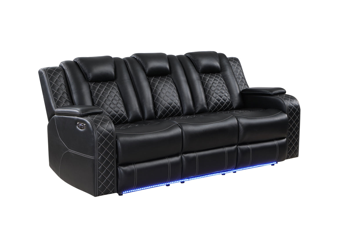 Radiant Black 2-Piece Power Double Reclining Set by Homelegance at Eve Furniture