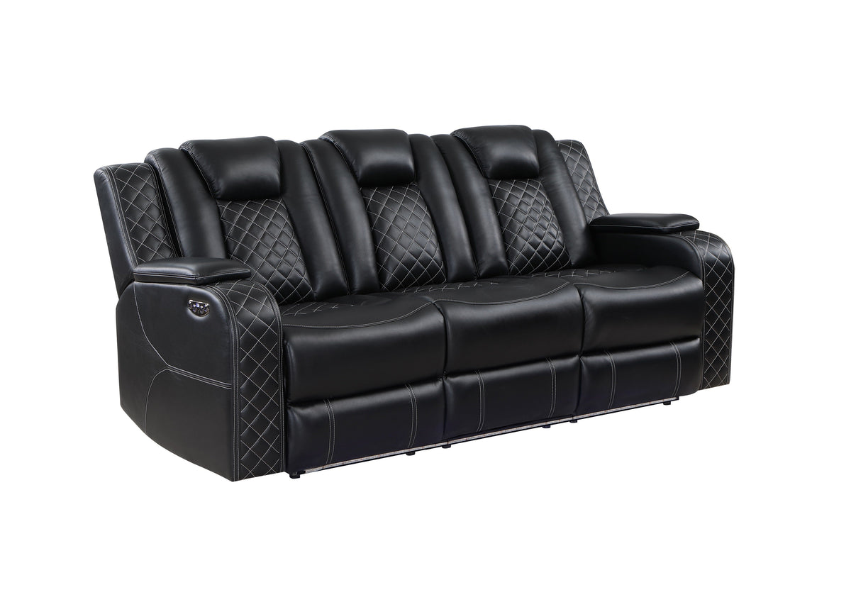 Radiant Black 2-Piece Power Double Reclining Set by Homelegance at Eve Furniture