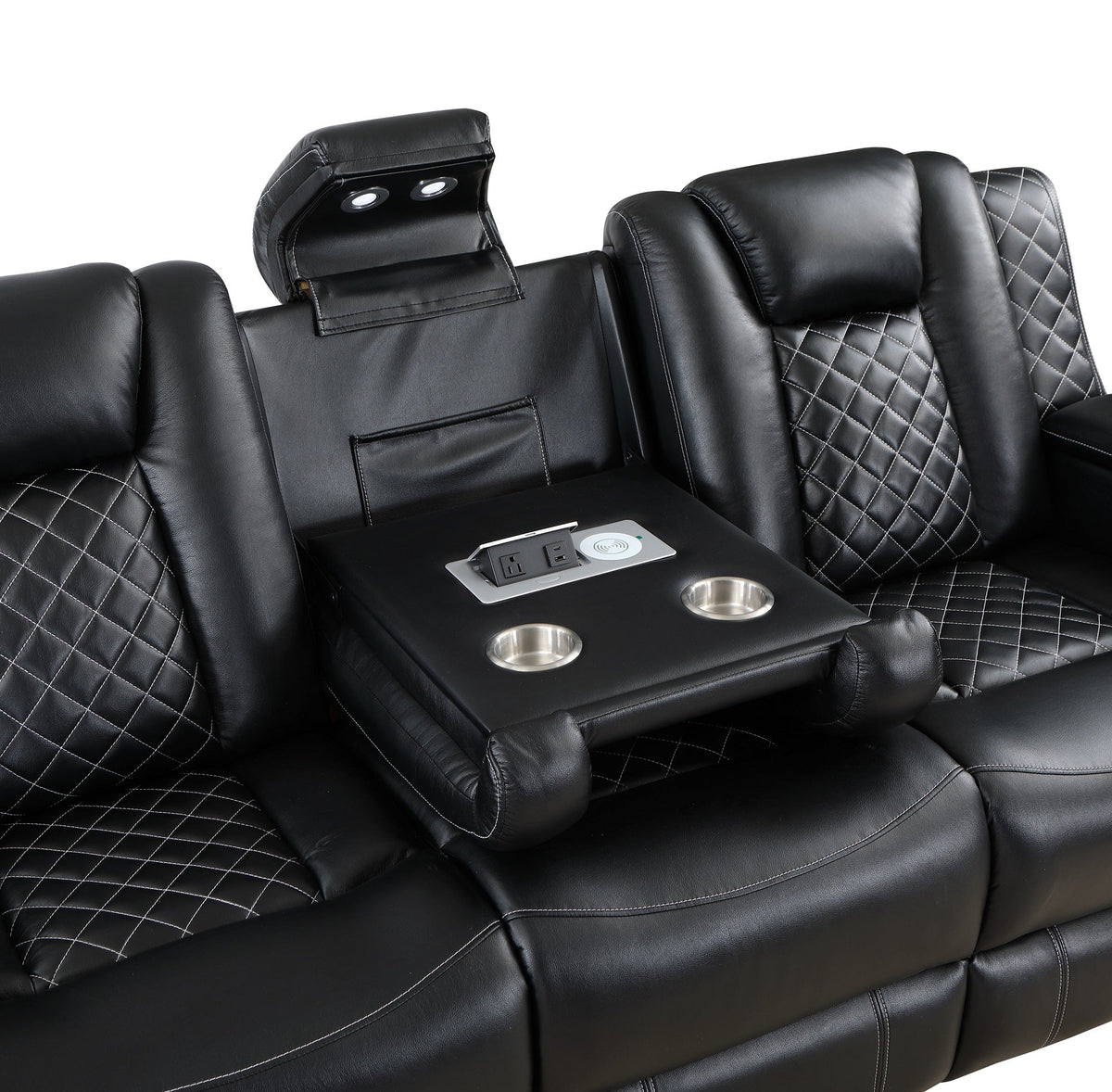Radiant Black 2-Piece Power Double Reclining Set by Homelegance at Eve Furniture