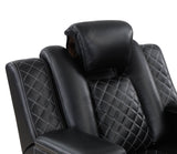 Radiant Black Power Double Reclining Loveseat, Power Headrests, Led Light and Speakers by Homelegance at Eve Furniture