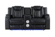 Radiant Black Power Double Reclining Loveseat, Power Headrests, Led Light and Speakers by Homelegance at Eve Furniture