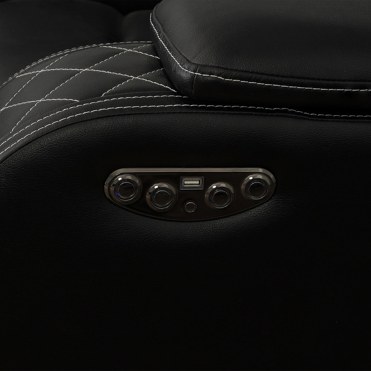 Radiant Black Power Double Reclining Sofa, Power Headrests, Led Light and Speakers by Homelegance at Eve Furniture