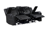 Radiant Black Power Double Reclining Sofa, Power Headrests, Led Light and Speakers by Homelegance at Eve Furniture