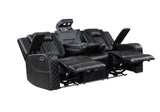 Radiant Black Power Double Reclining Sofa, Power Headrests, Led Light and Speakers by Homelegance at Eve Furniture