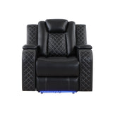 Radiant Black Power Reclining Chair, Power Headrests, Led Light by Homelegance at Eve Furniture