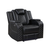 Radiant Black Power Reclining Chair, Power Headrests, Led Light by Homelegance at Eve Furniture