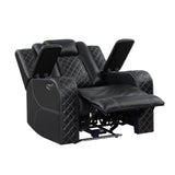 Radiant Black Power Reclining Chair, Power Headrests, Led Light by Homelegance at Eve Furniture