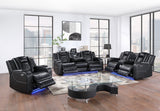 Radiant Black Power Reclining Chair, Power Headrests, Led Light by Homelegance at Eve Furniture