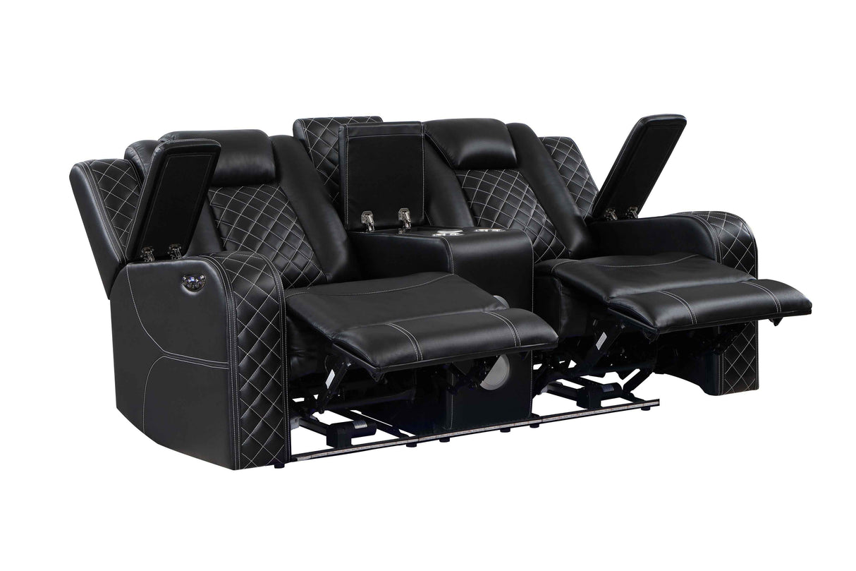 Radiant Black Power Reclining Sofa and Loveseat by Homelegance at Eve Furniture