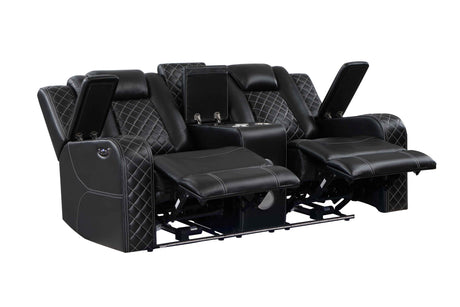 Radiant Black Power Reclining Sofa and Loveseat by Homelegance at Eve Furniture