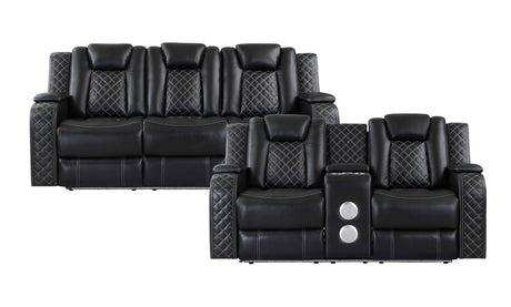 Radiant Black Power Reclining Sofa and Loveseat by Homelegance at Eve Furniture