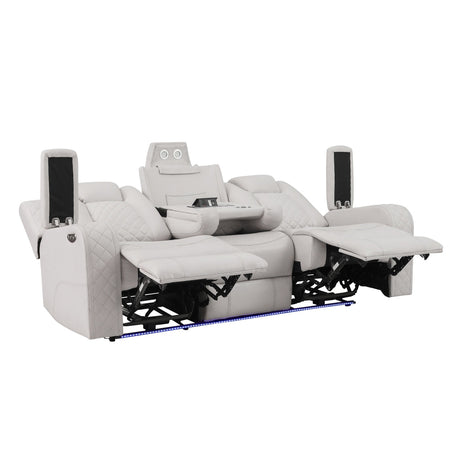 Radiant Gray/White 2-Piece Power Double Reclining Set by Homelegance at Eve Furniture