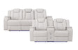 Radiant Gray/White 2-Piece Power Double Reclining Set by Homelegance at Eve Furniture