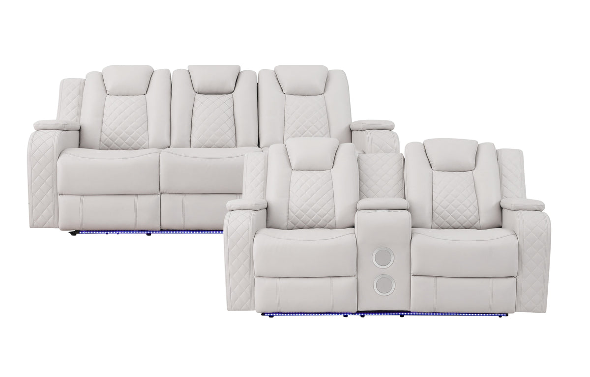 Radiant Gray/White 2-Piece Power Double Reclining Set by Homelegance at Eve Furniture
