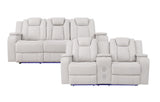 Radiant Gray/White 2-Piece Power Double Reclining Set by Homelegance at Eve Furniture